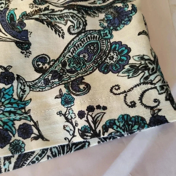 Ann Taylor Loft Shorts Women's Linen Cotton Flat Front Green White Paisley Sz 2 - Picture 3 of 11